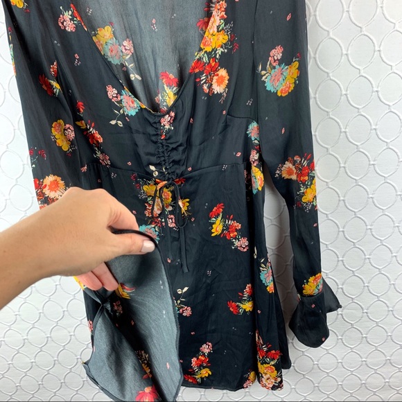 Free People Floral Babydoll Drop Waist Boho Dress Small - Picture 4 of 8